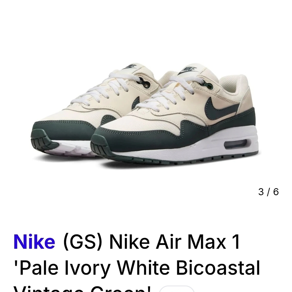 Nike Air Max 1 Sneakers - Ivory and Green